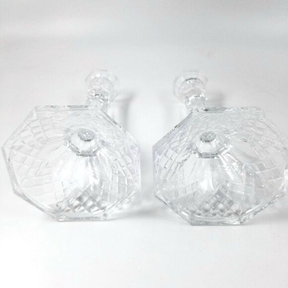 Wedding Centerpiece Candle Lite Candlestick Crystal Clear Glass 7.5" USA Lot 2 - Picture 4 of 6